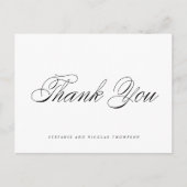 Zwart Elegant Script Bruiloft Dank u Briefkaart (Voorkant)