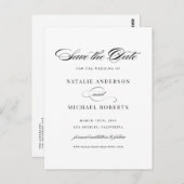Zwart elegant script de datum opslaan briefkaart (Voorkant / Achterkant)