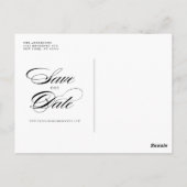 Zwart elegant script de datum opslaan briefkaart (Achterkant)