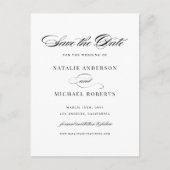 Zwart elegant script de datum opslaan briefkaart (Voorkant)