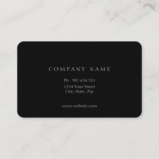 Zwart, elegant script dubbelzijdig visitekaartje (Achterkant)