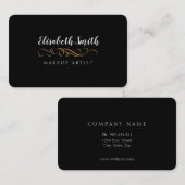 Zwart, elegant script dubbelzijdig visitekaartje (Voorkant / Achterkant)