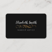 Zwart, elegant script dubbelzijdig visitekaartje (Voorkant)