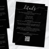 Zwart Elegant Script Eenvoudige bruiloft Details Informatiekaartje