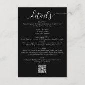 Zwart Elegant Script Eenvoudige bruiloft Details Informatiekaartje (Voorkant)