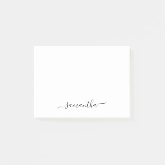Zwart Elegant Script Handtekening Naam Post-it® Notes (Voorkant)