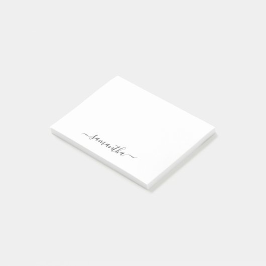 Zwart Elegant Script Handtekening Naam Post-it® Notes (Schuin)