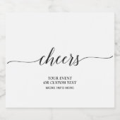 Zwart Elegant Script juicht Party Favor Sparkling Wijnetiket (Enkel label)