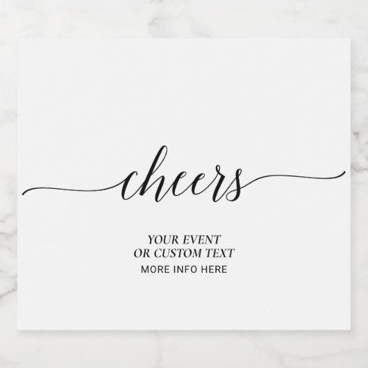 Zwart Elegant Script juicht Party Favor Sparkling Wijnetiket (Enkel label)