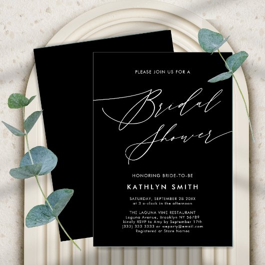 Zwart Elegant Script Minimalist Chic-Vrijgezellenf Kaart