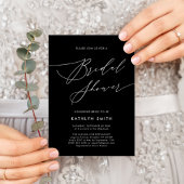 Zwart Elegant Script Minimalist Chic-Vrijgezellenf Uitnodiging Briefkaart