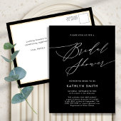 Zwart Elegant Script Minimalist Chic-Vrijgezellenf Uitnodiging Briefkaart