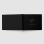 Zwart Elegant Script Monogram Classic Wedding Gastenboek (Volledig)