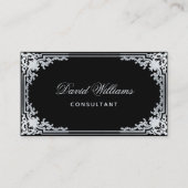 Zwart  Elegant Script QR Code Calligrafie Visitekaartje (Voorkant)