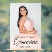 Zwart Elegant Script Quinceañera Foto Acryl Bord (Neutraal)