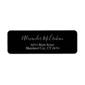 Zwart elegant Script Return Address Label (Voorkant)