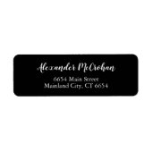 Zwart elegant Script Return Address Label (Voorkant)