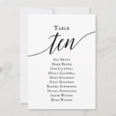 Zwart Elegant Script Tabel Nummer 10 Zitplaatsen G Kaart (Voorkant)