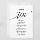 Zwart Elegant Script Tabel Nummer 10 Zitplaatsen G Kaart (Achterkant)