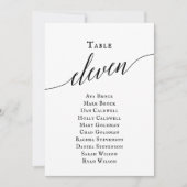 Zwart Elegant Script Tabel Nummer 11 Zitting Grafi Kaart (Voorkant)