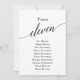 Zwart Elegant Script Tabel Nummer 11 Zitting Grafi Kaart