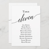 Zwart Elegant Script Tabel Nummer 11 Zitting Grafi Kaart (Voorkant / Achterkant)