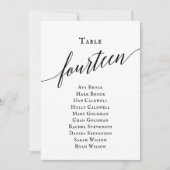 Zwart Elegant Script Tabel Nummer 14 Zitplaatsen G Kaart (Voorkant)