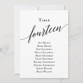 Zwart Elegant Script Tabel Nummer 14 Zitplaatsen G Kaart