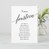 Zwart Elegant Script Tabel Nummer 14 Zitplaatsen G Kaart (Staand voorkant)