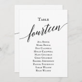 Zwart Elegant Script Tabel Nummer 14 Zitplaatsen G Kaart (Voorkant / Achterkant)