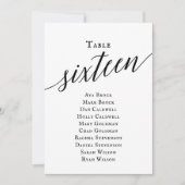 Zwart Elegant Script Tabel Nummer 16 Zitplaatsen G Kaart (Voorkant)