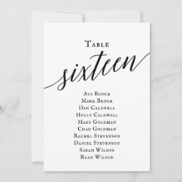 Zwart Elegant Script Tabel Nummer 16 Zitplaatsen G Kaart