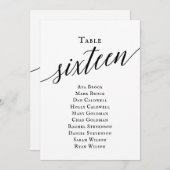 Zwart Elegant Script Tabel Nummer 16 Zitplaatsen G Kaart (Voorkant / Achterkant)