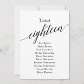 Zwart Elegant Script Tabel Nummer 18 Zitplaatsen G Kaart (Achterkant)