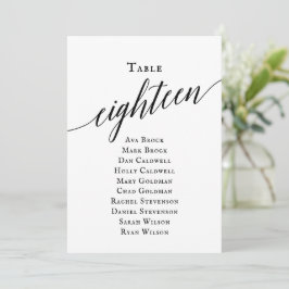 Zwart Elegant Script Tabel Nummer 18 Zitplaatsen G Kaart
