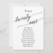 Zwart Elegant Script Tabel Nummer 21 Zitting Grafi Kaart (Voorkant)