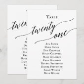 Zwart Elegant Script Tabel Nummer 21 Zitting Grafi Kaart (Voorkant / Achterkant)