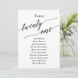 Zwart Elegant Script Tabel Nummer 21 Zitting Grafi Kaart