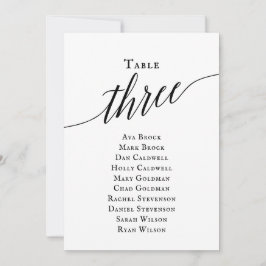 Zwart elegant script tabel nummer 3 kaart