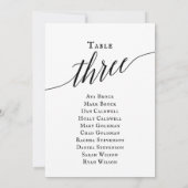 Zwart elegant script tabel nummer 3 kaart (Achterkant)