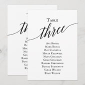 Zwart elegant script tabel nummer 3 kaart (Voorkant / Achterkant)