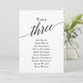 Zwart elegant script tabel nummer 3 kaart