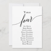 Zwart elegant script tabel nummer 4 kaart (Achterkant)