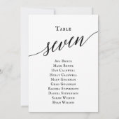 Zwart elegant script tabel nummer 7 kaart (Achterkant)