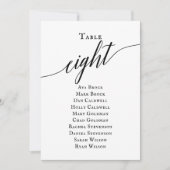 Zwart elegant script tabel nummer 8 kaart (Voorkant)