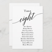 Zwart elegant script tabel nummer 8 kaart (Voorkant / Achterkant)