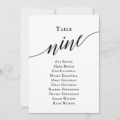 Zwart Elegant Script Tabel Nummer 9 Zitplaatskaart Kaart (Voorkant)