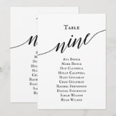 Zwart Elegant Script Tabel Nummer 9 Zitplaatskaart Kaart (Voorkant / Achterkant)