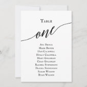 Zwart elegant Script Table Number 1 (Zitdiagram) Kaart (Voorkant)