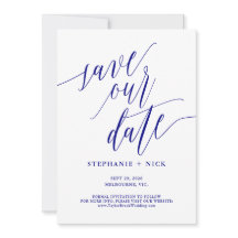 Zwart Elegant Script Uitnodiging Marine Blauw